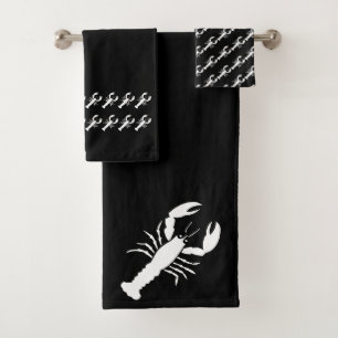 Lobster Juego de toallas en blanco y negro