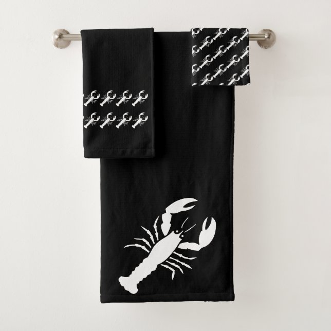 Lobster Juego de toallas en blanco y negro (In situ)