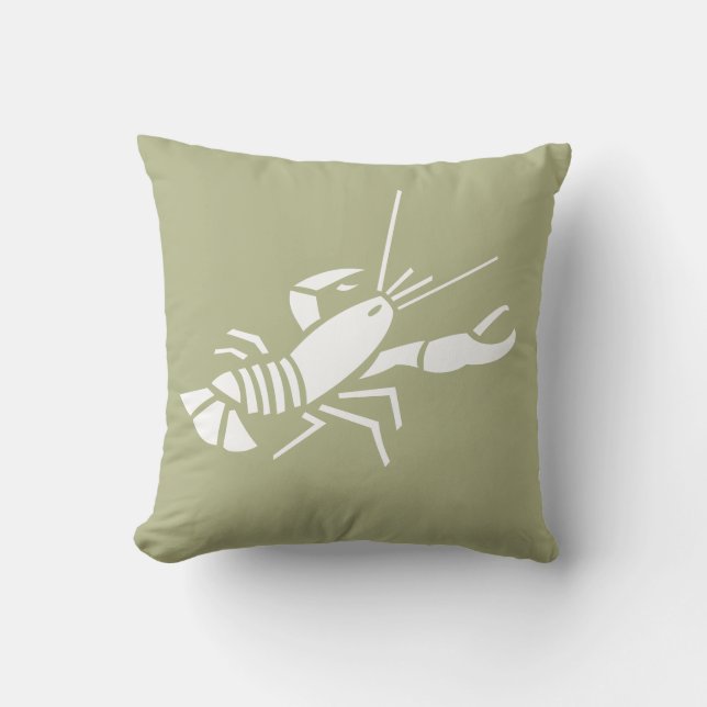 LOBSTER WHITE sobre almohada verde caqui (Anverso)
