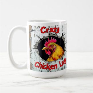 Loca dama de pollo mug, ama el regalo de la copa d