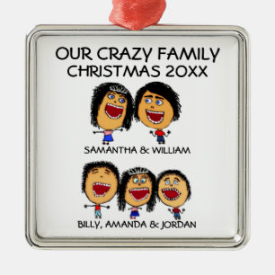 Loca familia de cinco ornamentos Personalizados