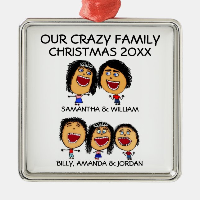 Loca familia de cinco ornamentos Personalizados (Frente)