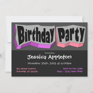 Loca invitación de fiesta de cumpleaños púrpura y 