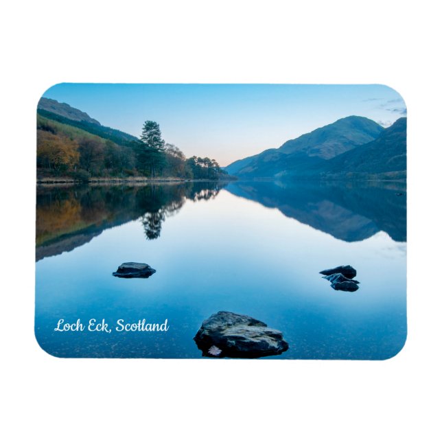 Loch Eck en azul, imán escocés (Horizontal)