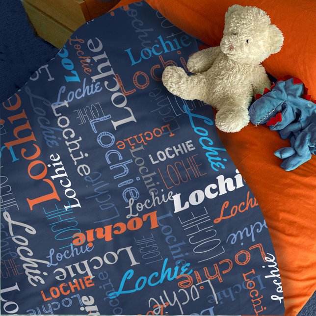 Lochie nombre personalizado manta naranja gris azu (Subido por el creador)