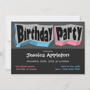 Loco Guay Blue & Pink Birday Party Invitación
