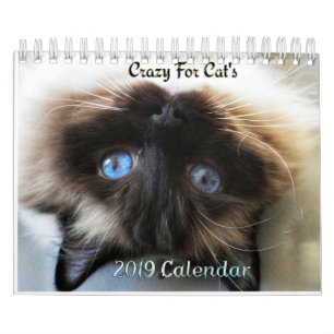 Loco por calendario de pared de los gatos 2019