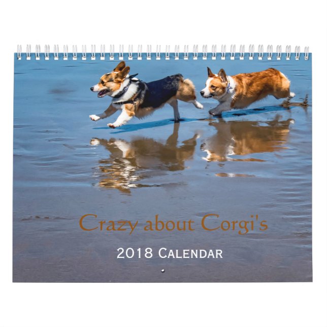 Loco por el calendario de la pared del Corgi 2018 (Tapa)