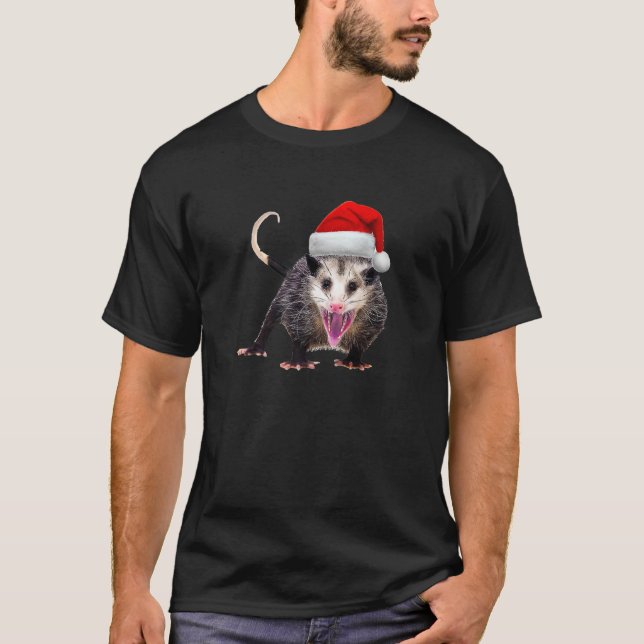 Loco Santa Possum Navidades feos suéter Opossum (Anverso)