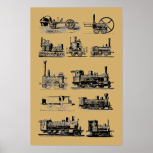 Locomotora de máquina de vapor antigua Arte "Steam