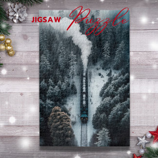 Locomotora de vapor de nieve en un rompecabezas de