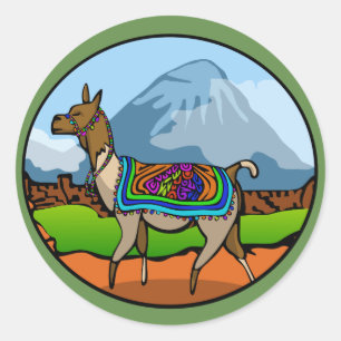 Lofty Llama Round Pegatina