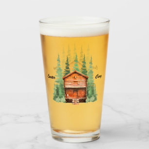 Log Cabin con árboles de Evergreen