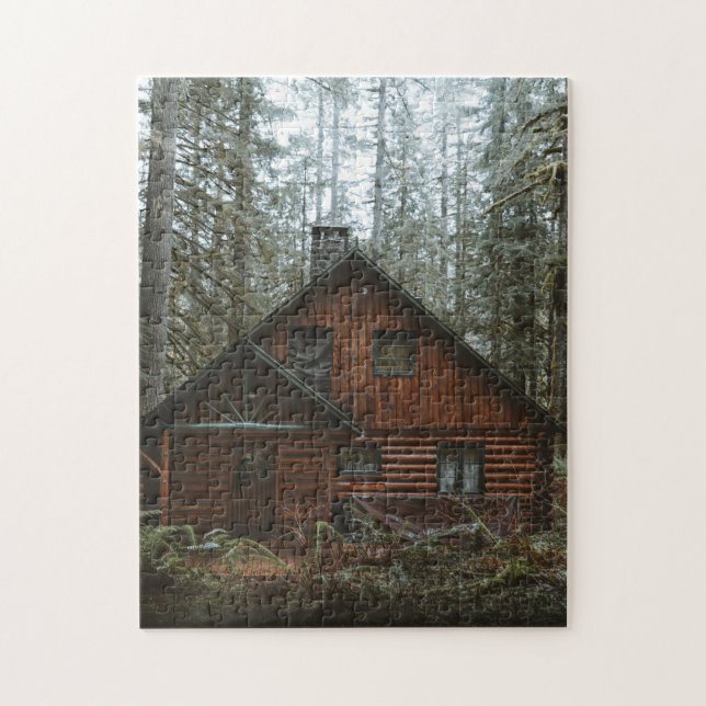 LOG CABIN IN IN WOODS JIGSAW PUZZLE (Vertical)
