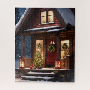 LOG CABIN NAVIDADES DE INVIERNO JIGSAW PUZZLE