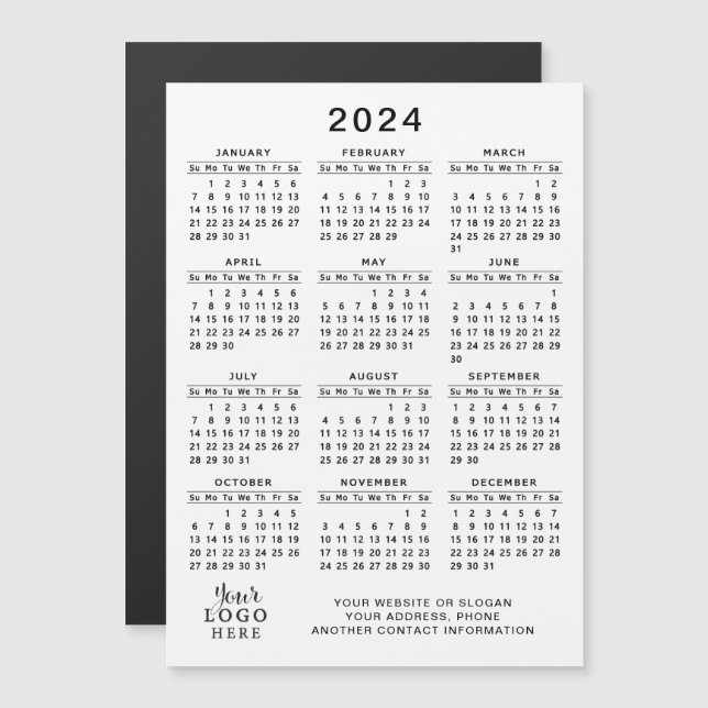 Logo 2024 Promoción del calendario magnético Blanc (Anverso/Reverso)