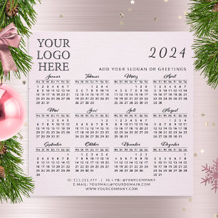 Logo Alemán 2024 Business Calendar Magnet Pink