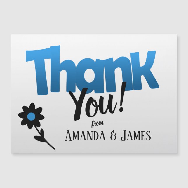 Logo azul audaz con flor de Clipart - Gracias (Anverso)