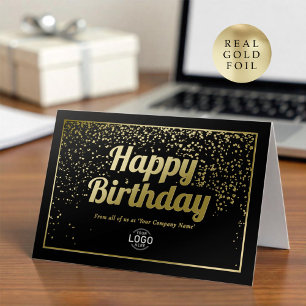 Logo Corporativo Elegante Negro Oro Feliz Cumpleañ