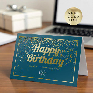 Logo Corporativo Elegante Turquesa Dorado Feliz Cu
