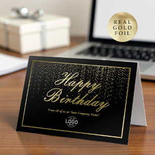 Logo Corporativo Negro Oro Feliz Cumpleaños