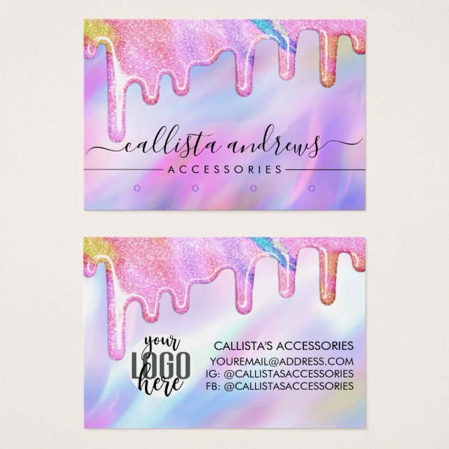 Logo de Arete Bajo con Drips de Brillo Holográfico (Anverso y reverso)