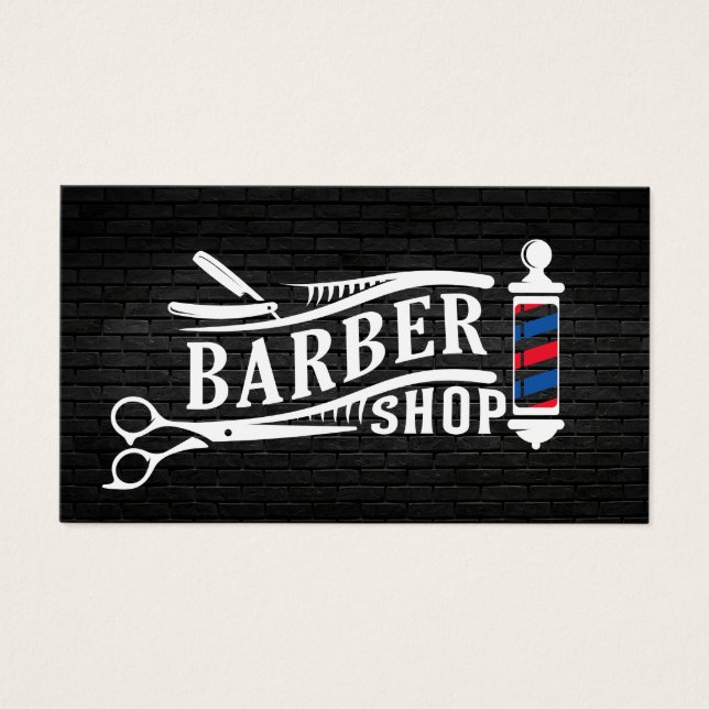 Logo de Barber Shop Vintage | Muro de ladrillo (Frente)
