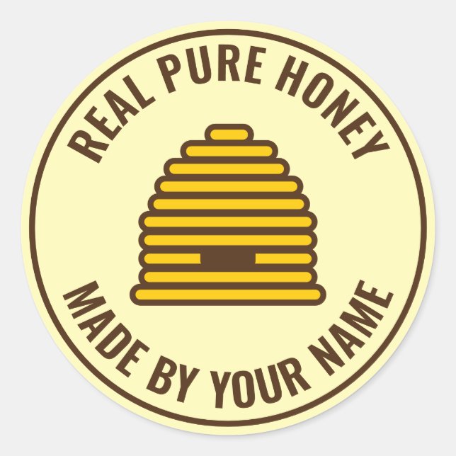 Logo de Beehive skep pegatinas de tarros para crea (Anverso)