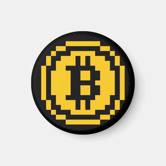 Logo de Bitcoin BTC de 8 bits | Imán (Frente)