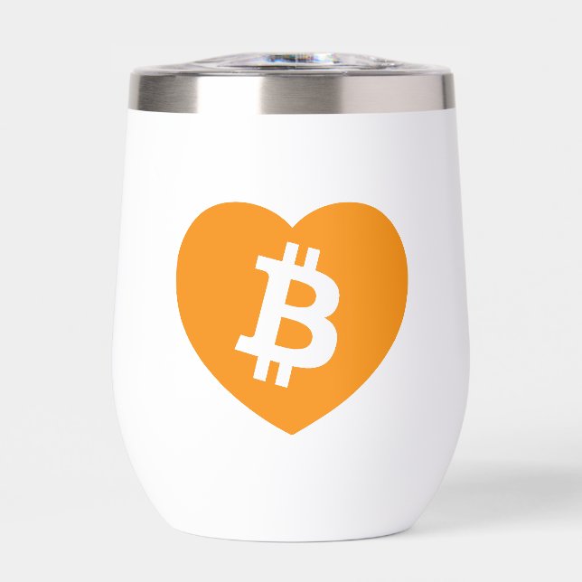 Logo de Bitcoin en Tumbler térmico del corazón (Frente)