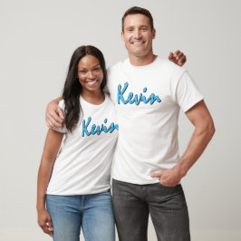 Logo de Blue Kevin en camiseta blanca