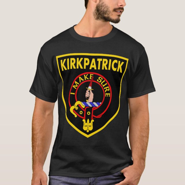 Logo de Clan Kirkpatrick LARGE en camiseta negra (Anverso)