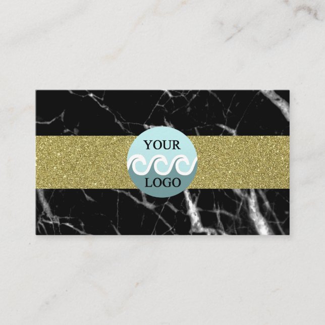 Logo de Costura tarjeta de visita de oro de mármol (Anverso)