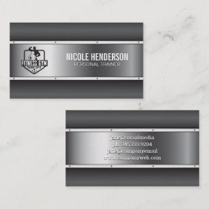 Logo de Fitness   Tarjeta de visita industrial met
