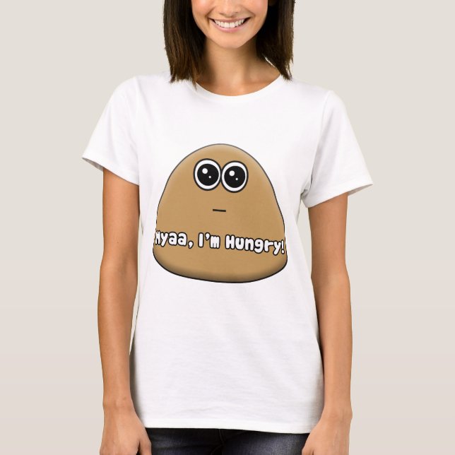 Logo de Hungry Pou con texto - camiseta (Anverso)