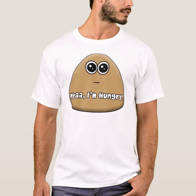 Logo de Hungry Pou con texto - camiseta (Anverso)