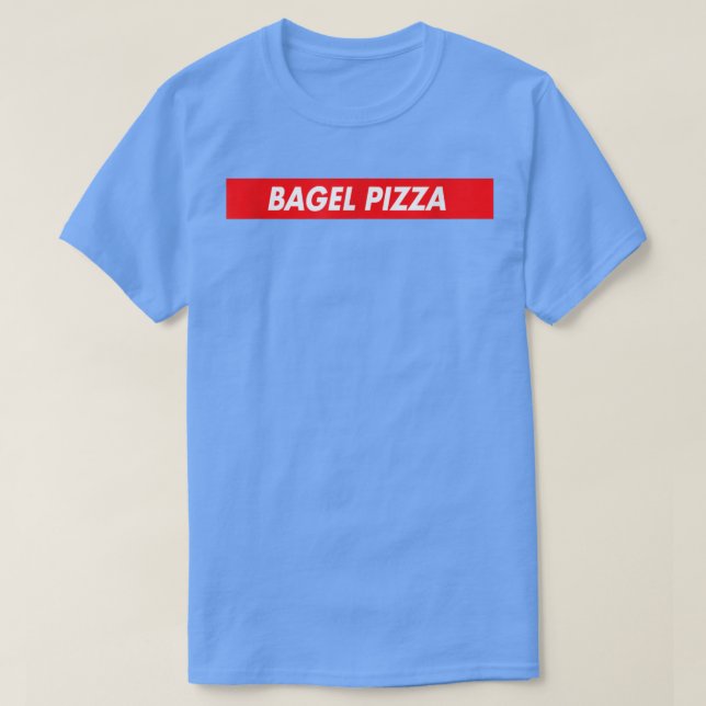 Logo de la caja roja Bagel Pizza Camiseta graciosa (Diseño del anverso)