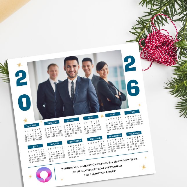 Logo de la Compañía de Negocios del Calendario de  (Corporate Photo Calendar Business Company Logo Holiday Card)