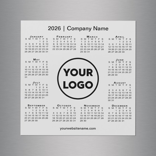 Logo de la Compañía del Calendario 2026 en imán gr (2026 Calendar Company Logo on Light Grey Magnet, in situ)