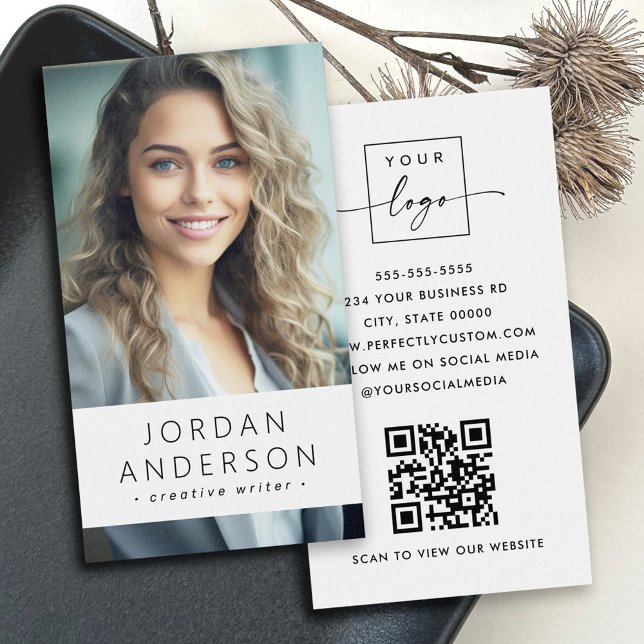 Logo de la foto Código QR tarjeta de visita blanca (Subido por el creador)