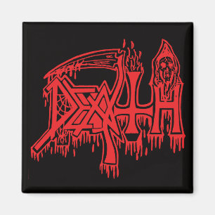 Logo de la vieja escuela rojo en imán negro