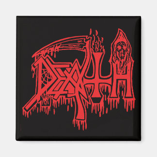 Logo de la vieja escuela rojo en imán negro