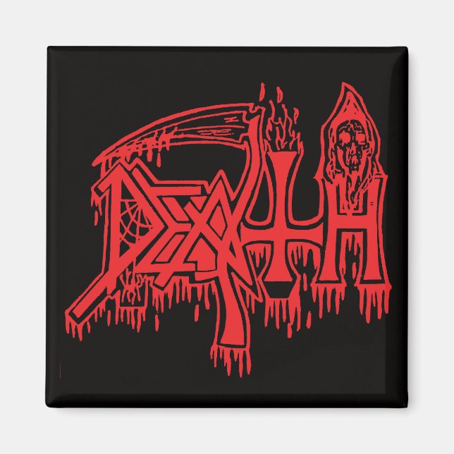 Logo de la vieja escuela rojo en imán negro (Frente)