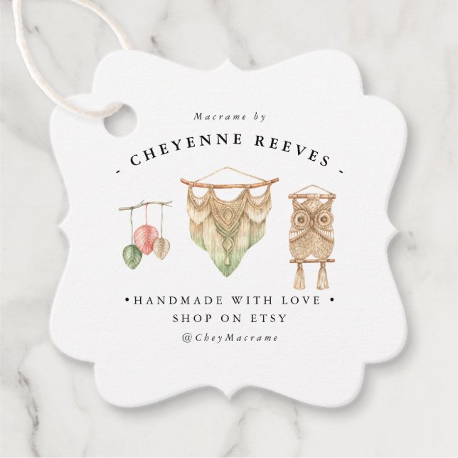 Logo de Macramé acuático | Etiqueta de colga comer (Anverso)