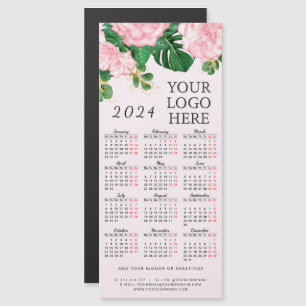Logo de negocios 2024 Calendario magnético Floral