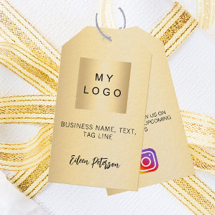 Logo de negocios de oro QR etiqueta de colgar en I