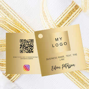 Logo de nombre dorado QR etiqueta de colgar código