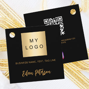 Logo de nombre negro QR etiqueta de colgar código 