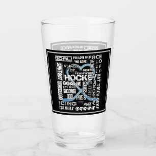 Logo de Palabras blancas de hockey sobre hielo azu