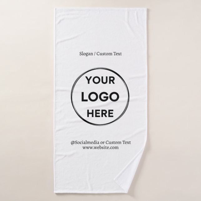Logo de Personalizado blanco Textos Negocio Minima (Toalla de baño)